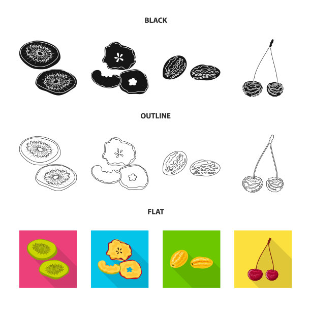 孤立的对象的食物和生的图标设置的食物图片下载