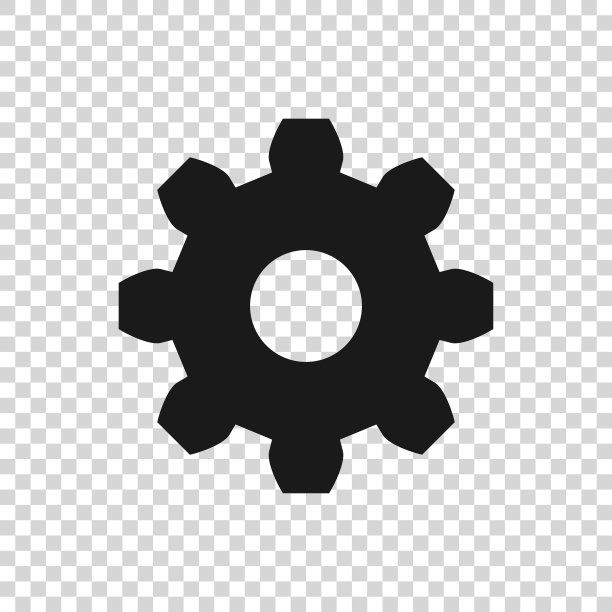 灰色齿轮图标孤立在透明的背景图片下载
