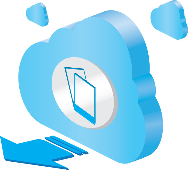 3d云计算图标与摄影符号图片下载