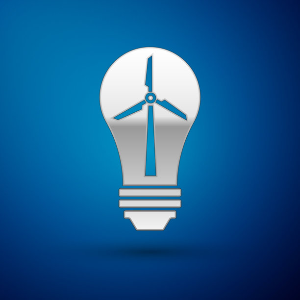 银灯泡与风力涡轮机作为理念的生态图片下载