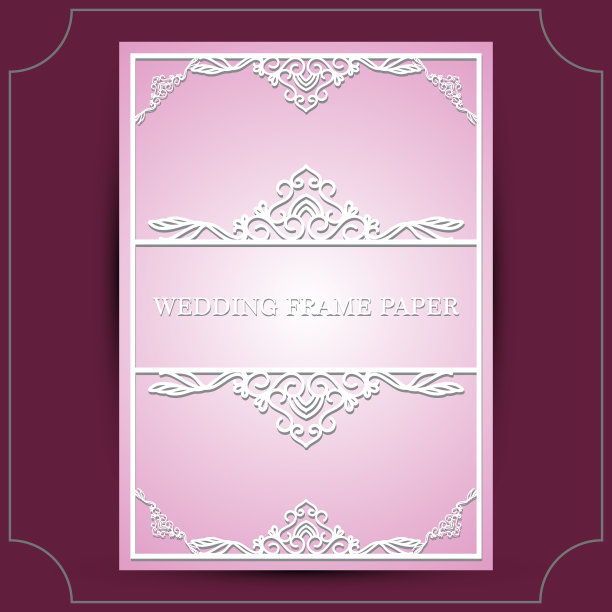 蕾丝框架与剪纸装饰问候图片下载