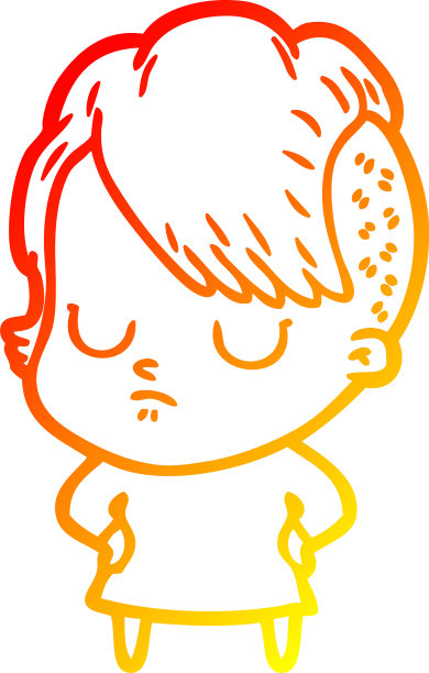 温暖的梯度线画卡通女人图片下载