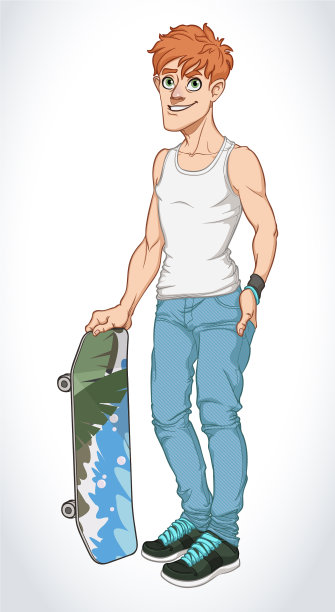 卡通男孩滑溜冰板的人图片下载