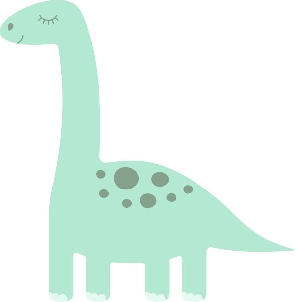 可爱的薄荷恐龙梁龙在白色的背景图片下载