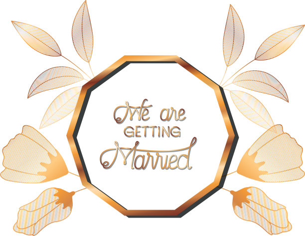 金色镶花的婚礼请柬图片下载