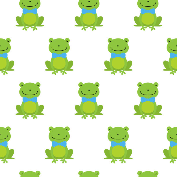 漂亮的快乐的卡通无缝图案与青蛙图片下载