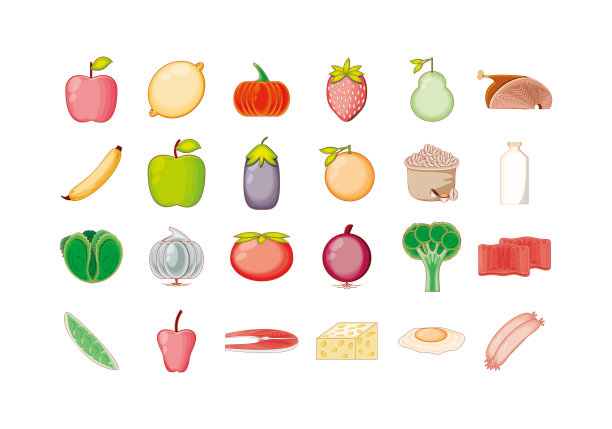 孤立的健康和有机食品图标设置图片下载