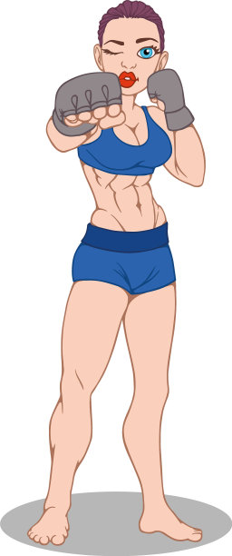 白色背景上的女拳击手图片下载