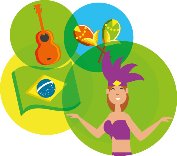 女巴西舞者与设置图标图片下载