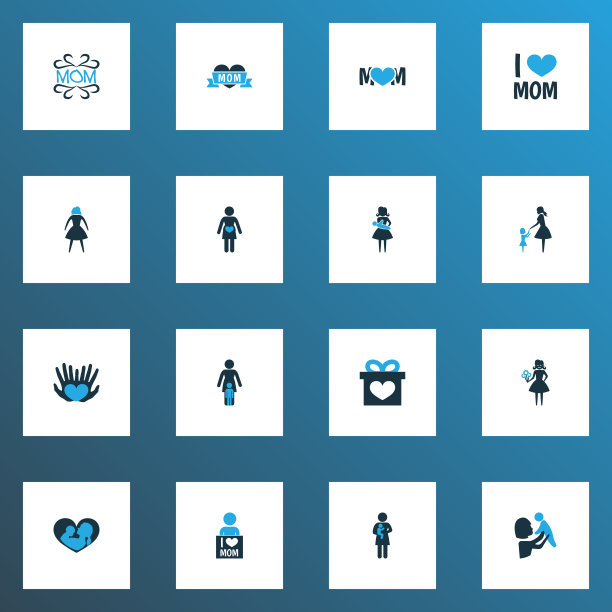 母亲节图标彩色设计概念集16图片下载