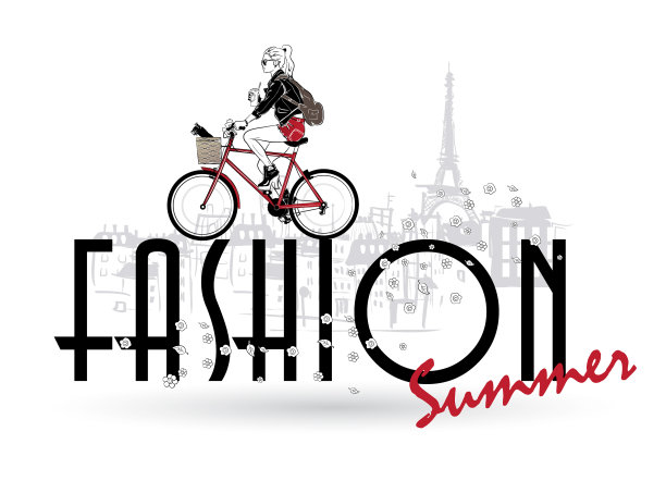 在白色背景上描绘时尚女孩图片下载