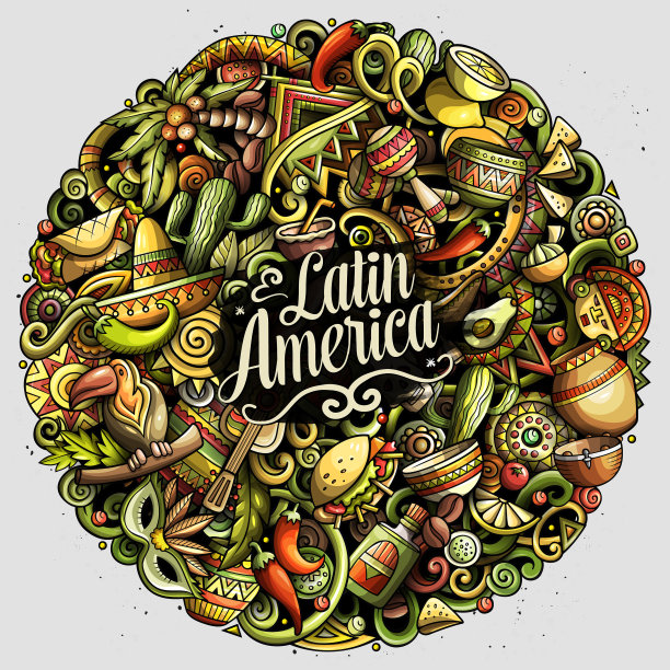 拉丁美洲的卡通涂鸦图片下载