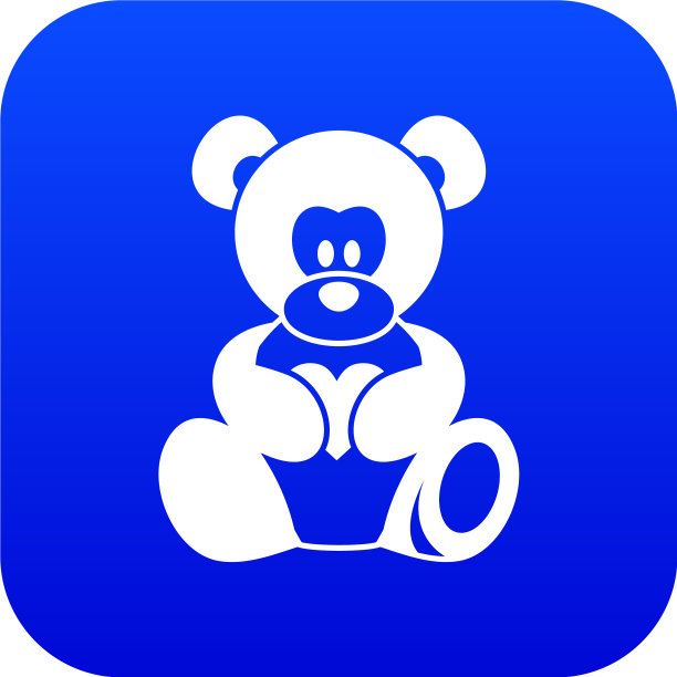 泰迪熊拿着一个心形的数字蓝色图标图片下载