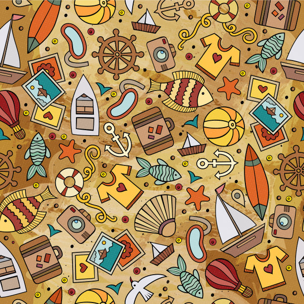 卡通夏季时间无缝图案图片下载