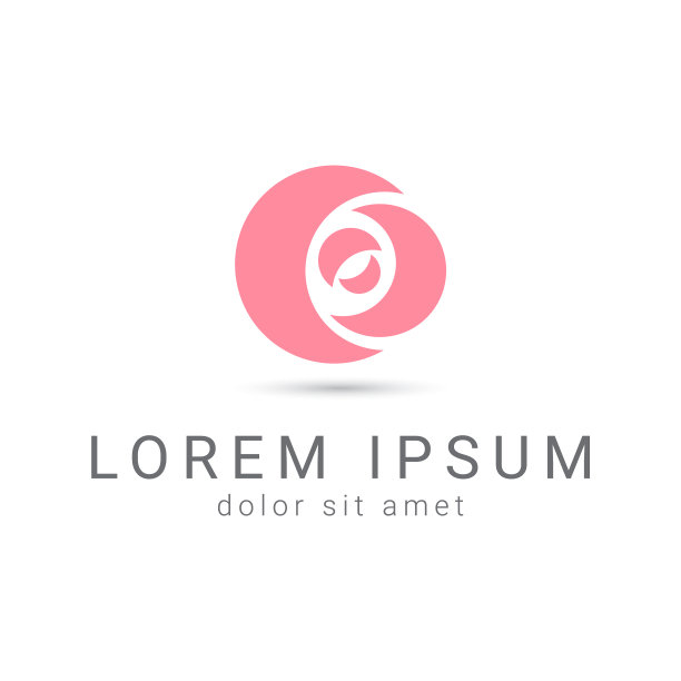 粉色玫瑰曲线圆标志设计模板图片下载