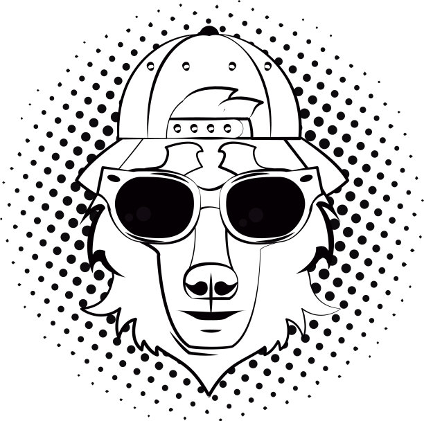 时髦的狼酷素描图片下载