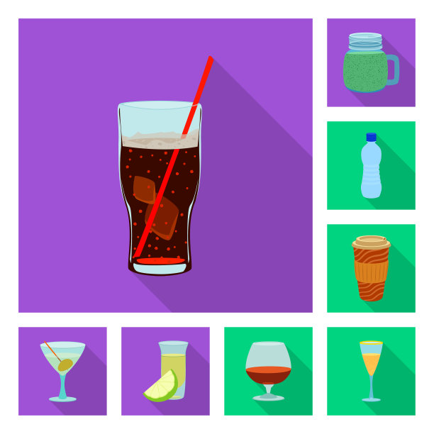 孤立物体饮料和酒吧标志集图片下载