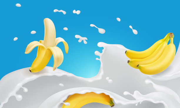 香蕉和调味牛奶或酸奶图片下载