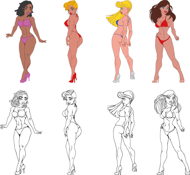 一套美丽性感的运动女孩模特在比基尼图片下载