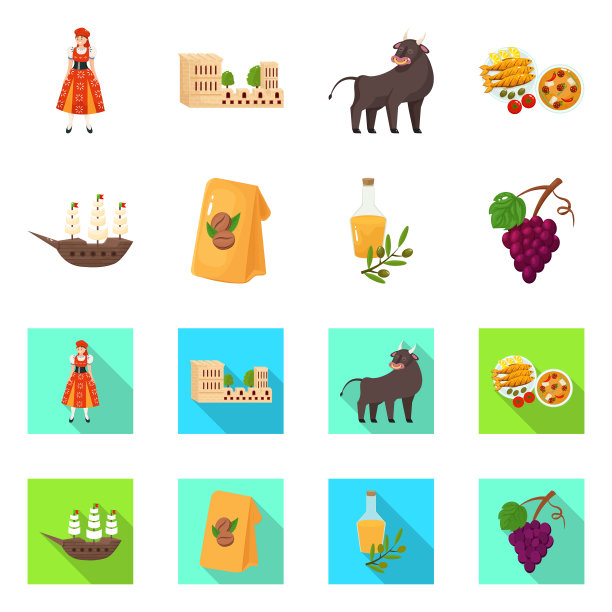 孤立的对象和历史图标收集图片下载