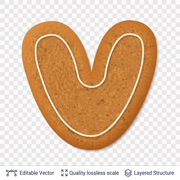 带有阴影的姜饼字母v符号图片下载