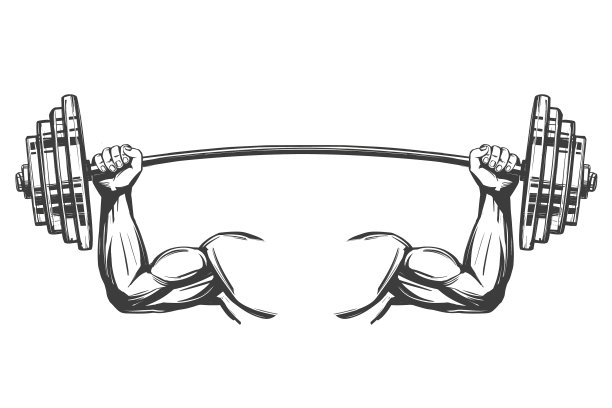 手臂二头肌强壮的手举着一个重量图标图片下载