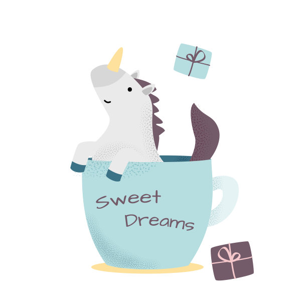 可爱的独角兽在杯子孩子图片下载