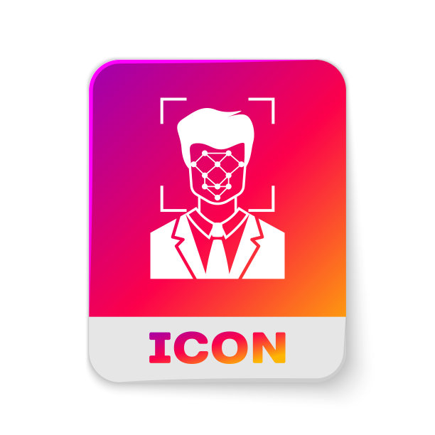 白色人脸识别图标孤立在白色图片下载