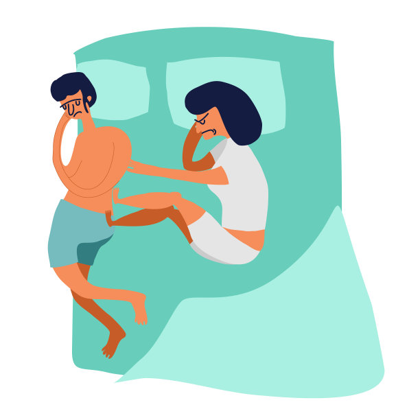 在床上吵架的女孩把男人从床上推了下来图片下载