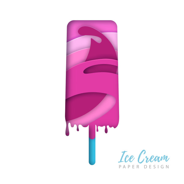 冷甜冰淇淋剪影剪纸艺术图片下载