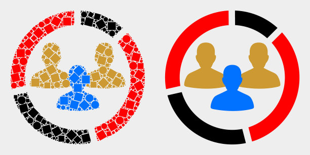 像素化和扁平的社交饼图图标图片下载