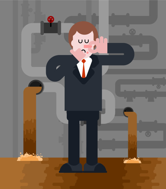 男人在下水道臭气熏天，商人靠近图片下载