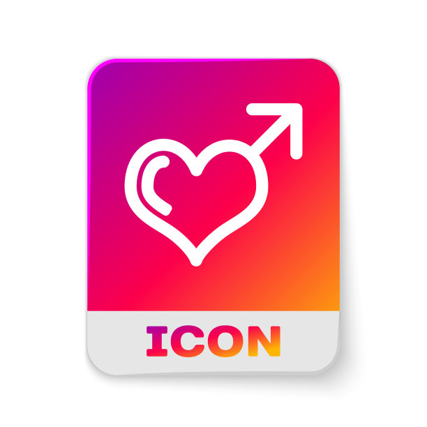 白人男性的性别象征和心的图标孤立图片下载