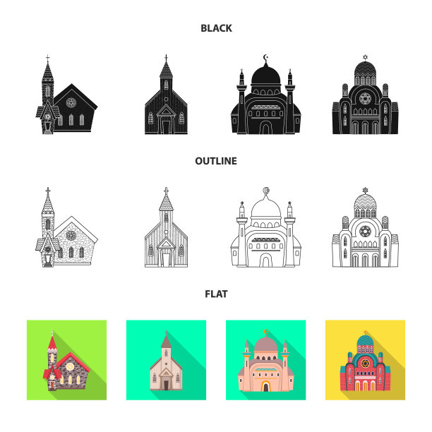 孤立物崇拜和寺庙符号集图片下载