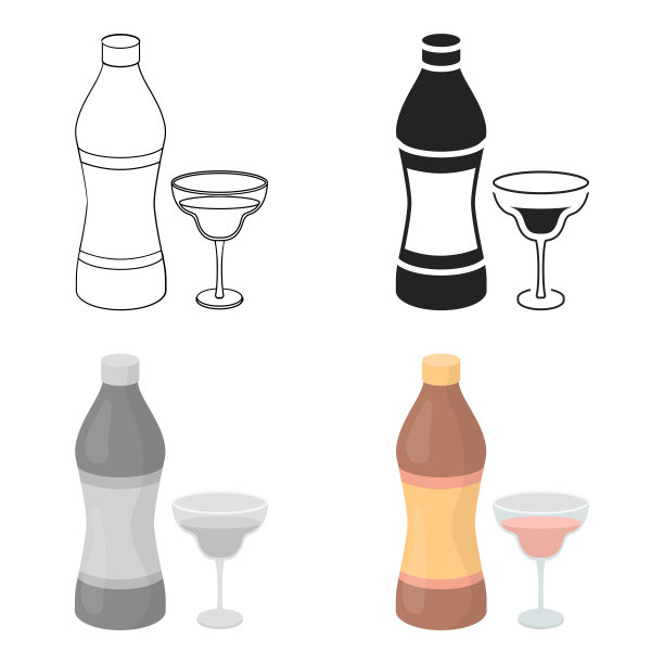 在卡通风格的苦艾酒图标孤立的白色图片下载