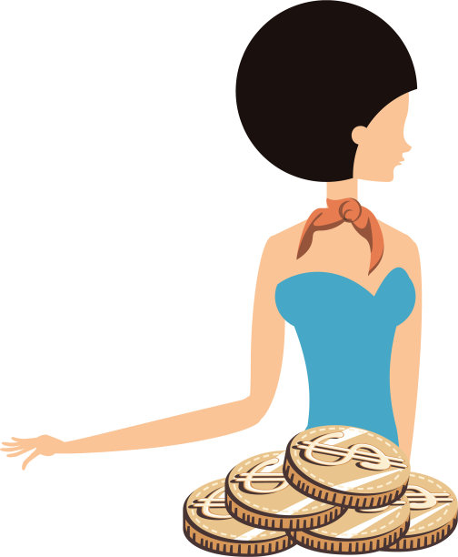 美丽的女人与硬币复古风格时尚图片下载