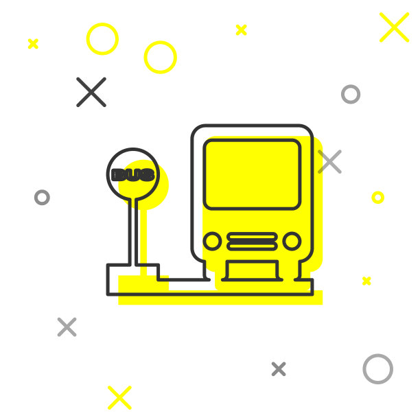 灰色线公交车站图标孤立在白色上图片下载