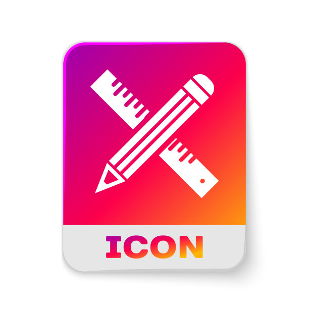 白色划线尺和铅笔图标隔离图片下载