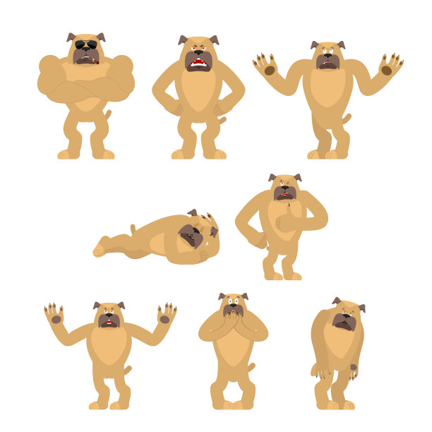 狗设置姿势和动作，宠物快乐和瑜伽图片下载