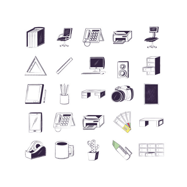 独立的业务和办公室图标集图片下载