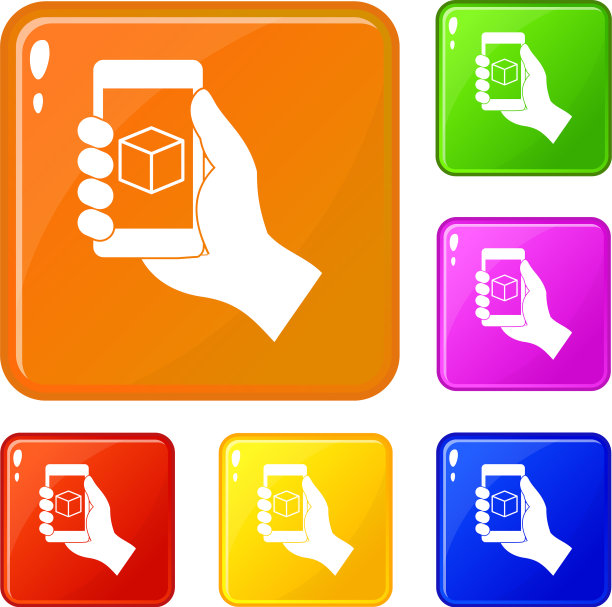 智能手机与3d模型图标设置颜色图片下载