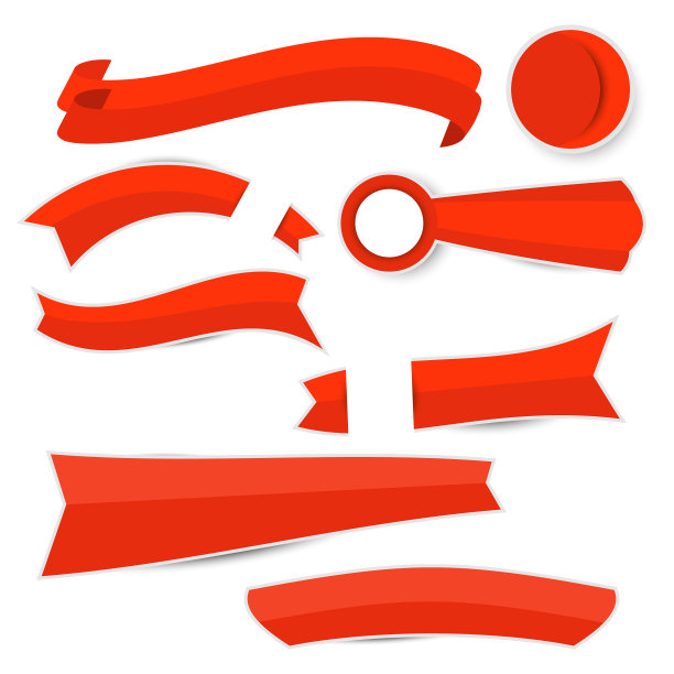 白色背景上的红丝带图片下载