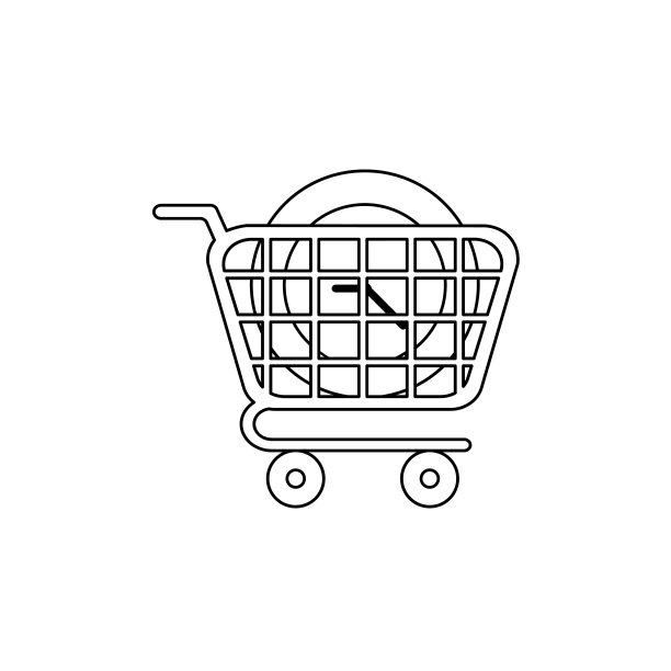 图标概念时钟在购物车黑色图片下载