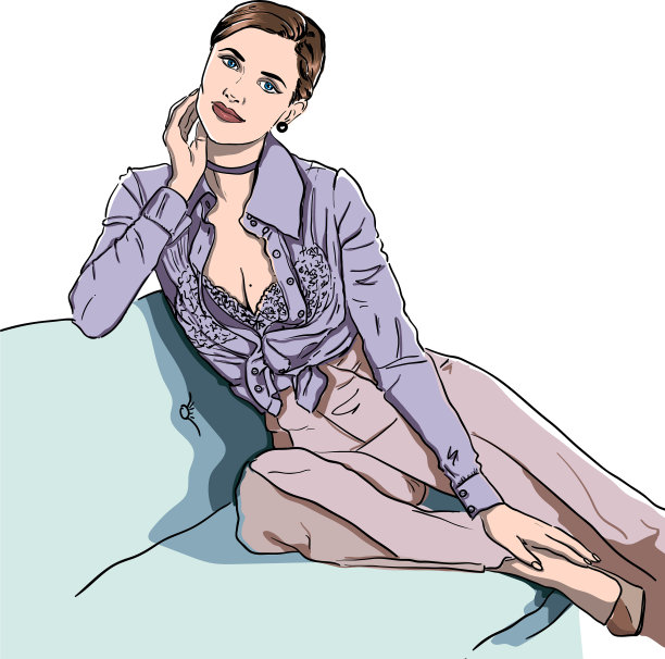 穿着裤子的漂亮姑娘图片下载