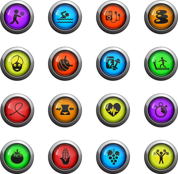 健康生活方式图标集图片下载