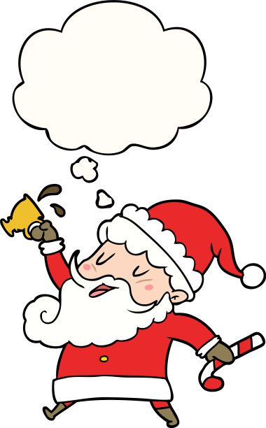 卡通圣诞老人用热可可和思想图片下载