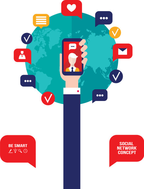 手持智能手机社交网络和图片下载