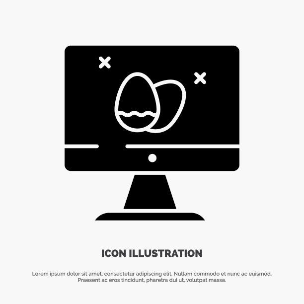 监控屏幕上的彩蛋复活节立体象形图标图片下载