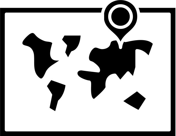 世界地图黑色图标标志上孤立图片下载