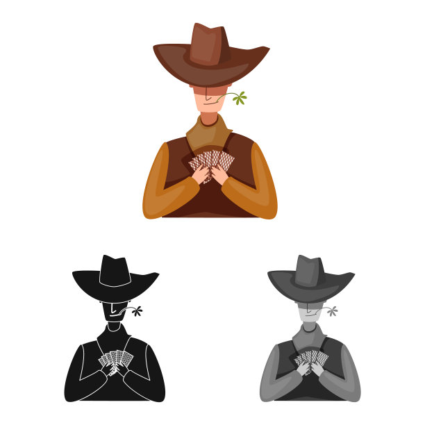 设计牛仔和男子标志套装图片下载